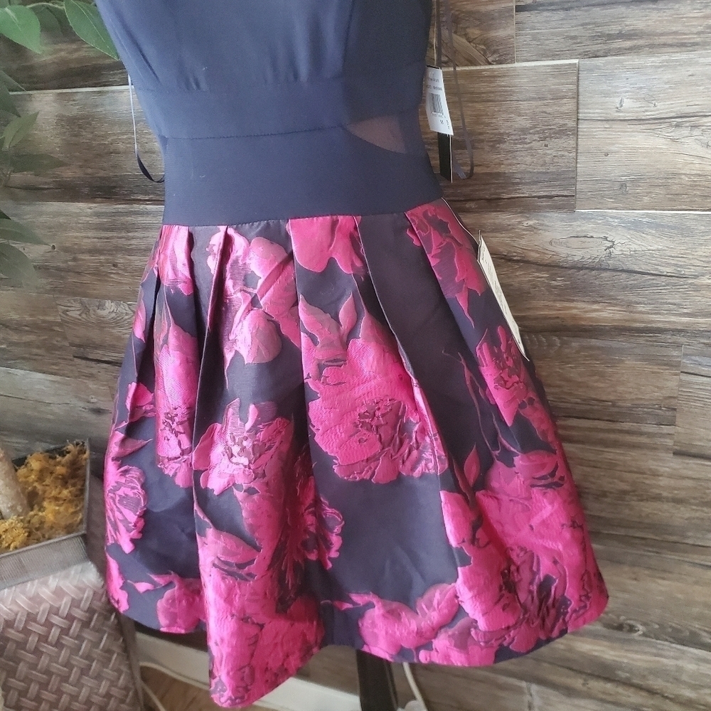 X by Xscape Navy Fuchsia Sleeveless Cocktail Party Dress Size 10 NWT - Picture 5 of 15